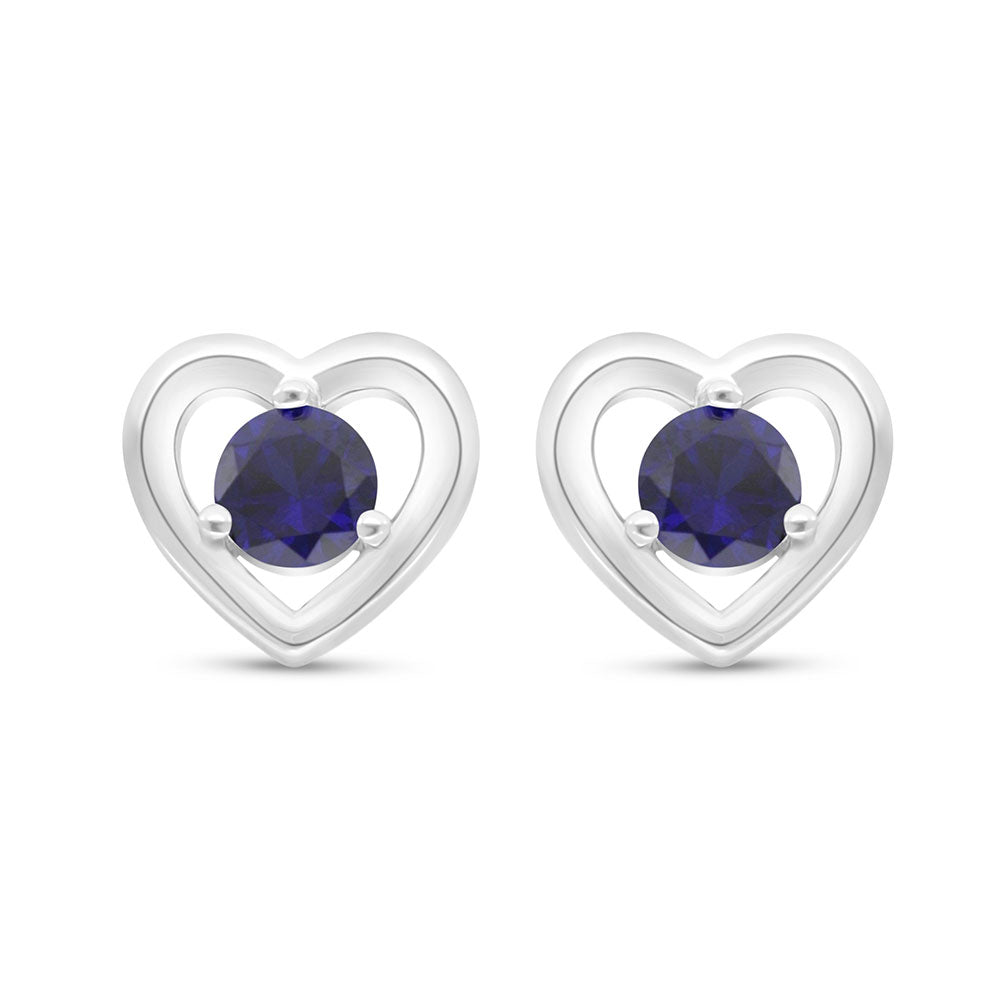 Sterling Silver 925 Earring Rhodium Plated Embedded With Sapphire Corundum