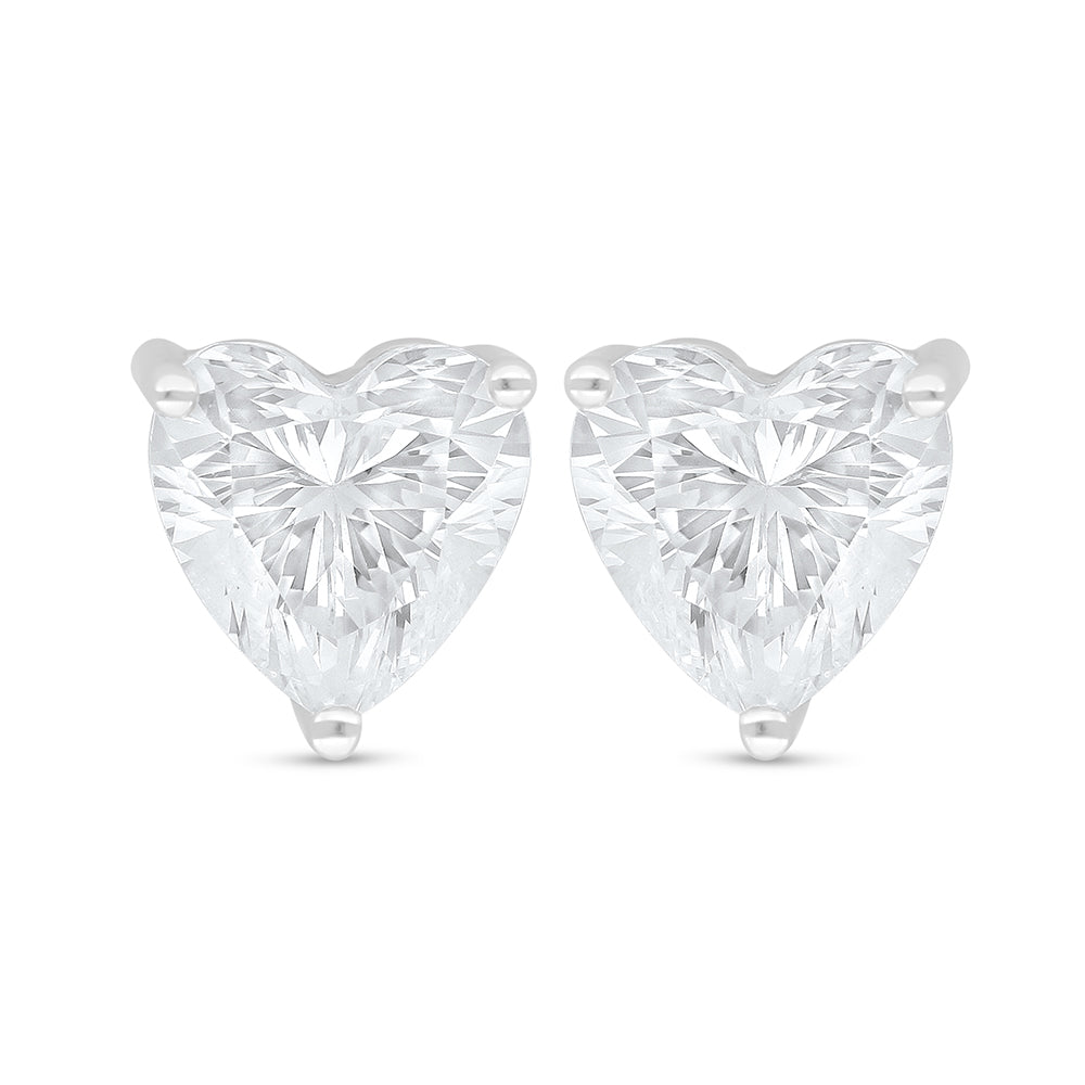 Sterling Silver 925 Earring Rhodium Plated Embedded With White Zircon