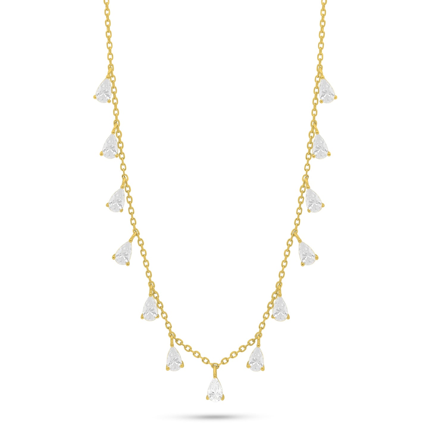 Sterling Silver 925 Necklace Golden Plated Embedded With White Zircon