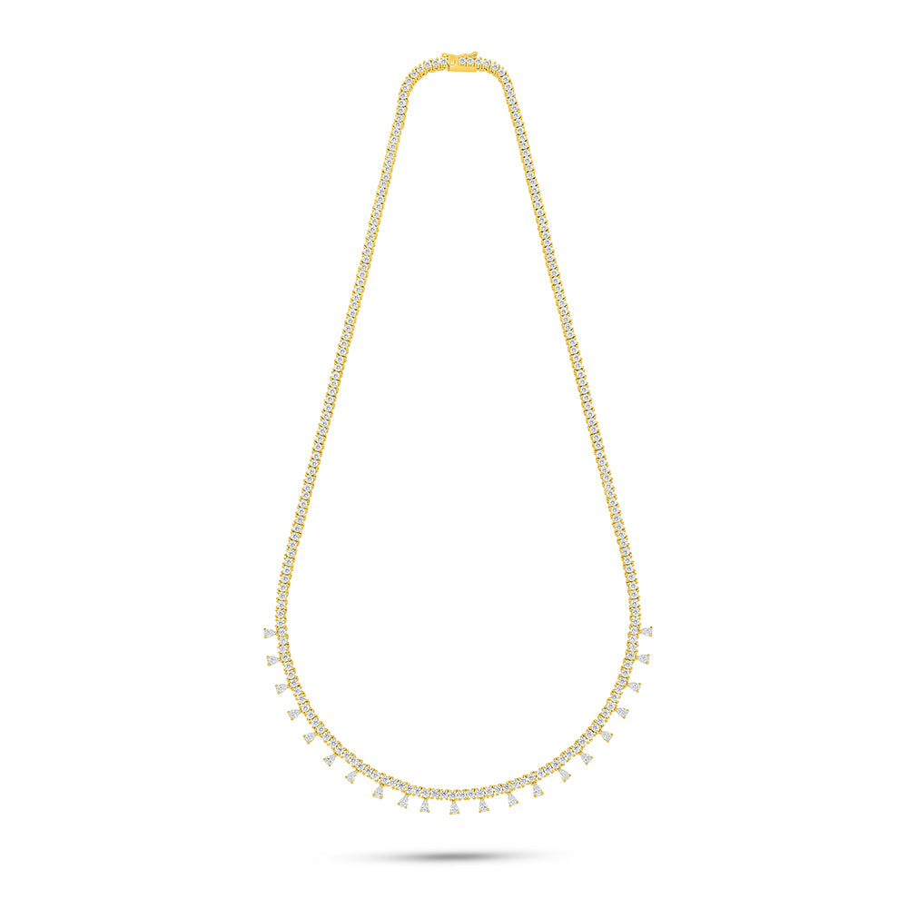 Sterling Silver 925 Necklace Golden Plated Embedded With White Zircon