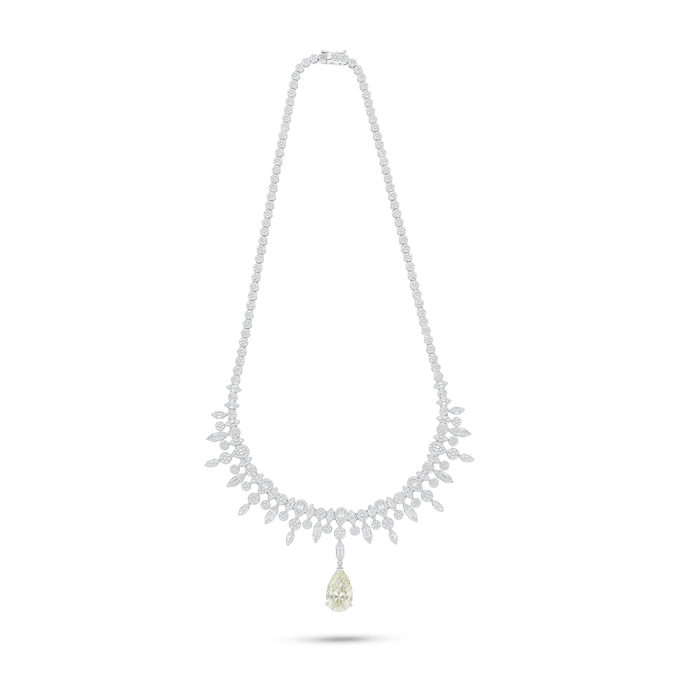 Sterling Silver 925 SET Rhodium Plated Embedded With Diamond Zircon And White Zircon