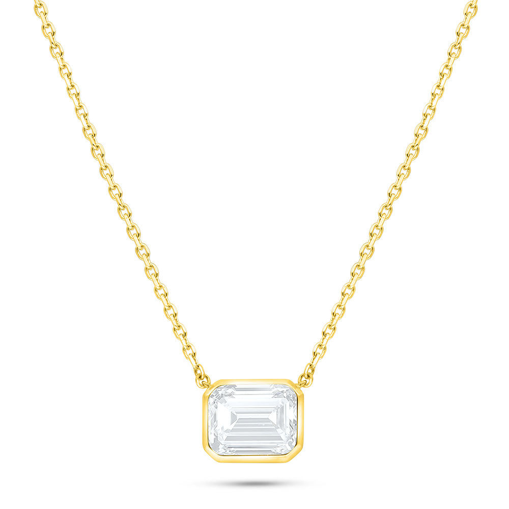 Sterling Silver 925 Necklace Golden Plated Embedded With White Zircon
