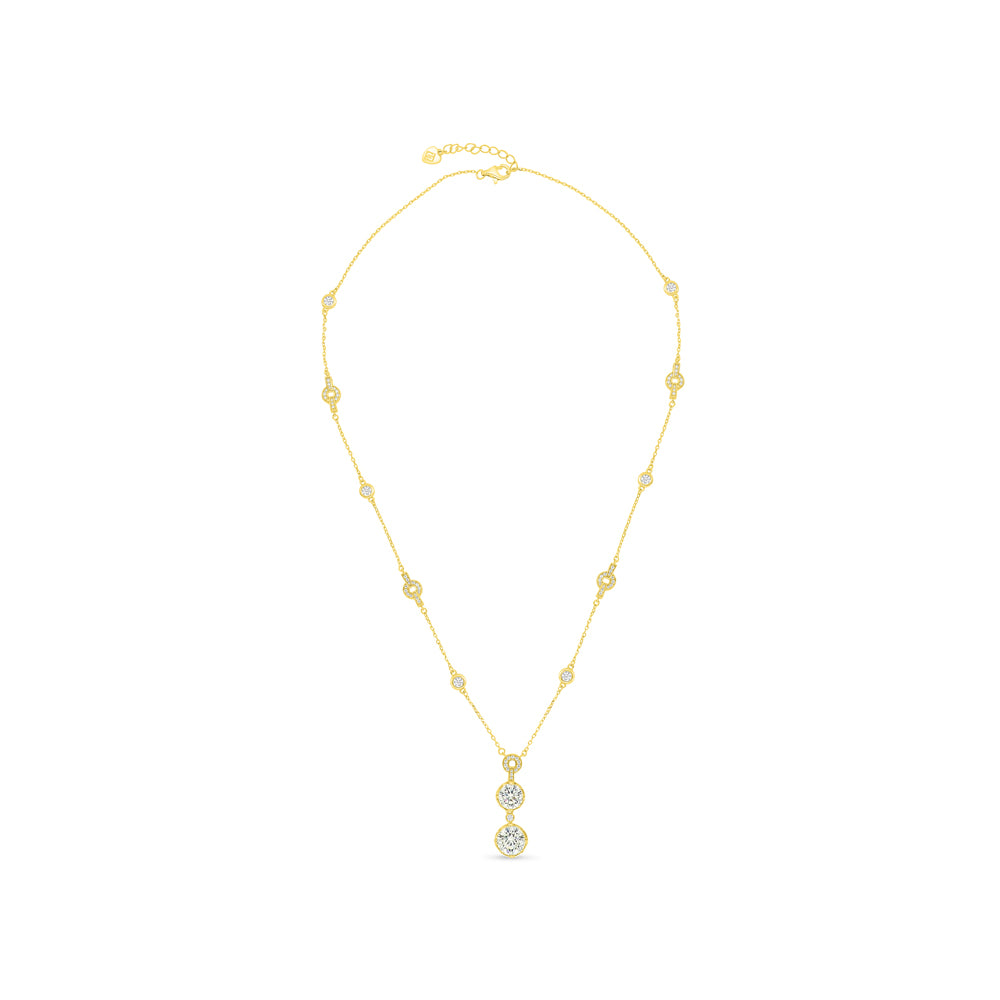 Sterling Silver 925 Necklace Gold Plated Embedded With Yellow Zircon And White CZ