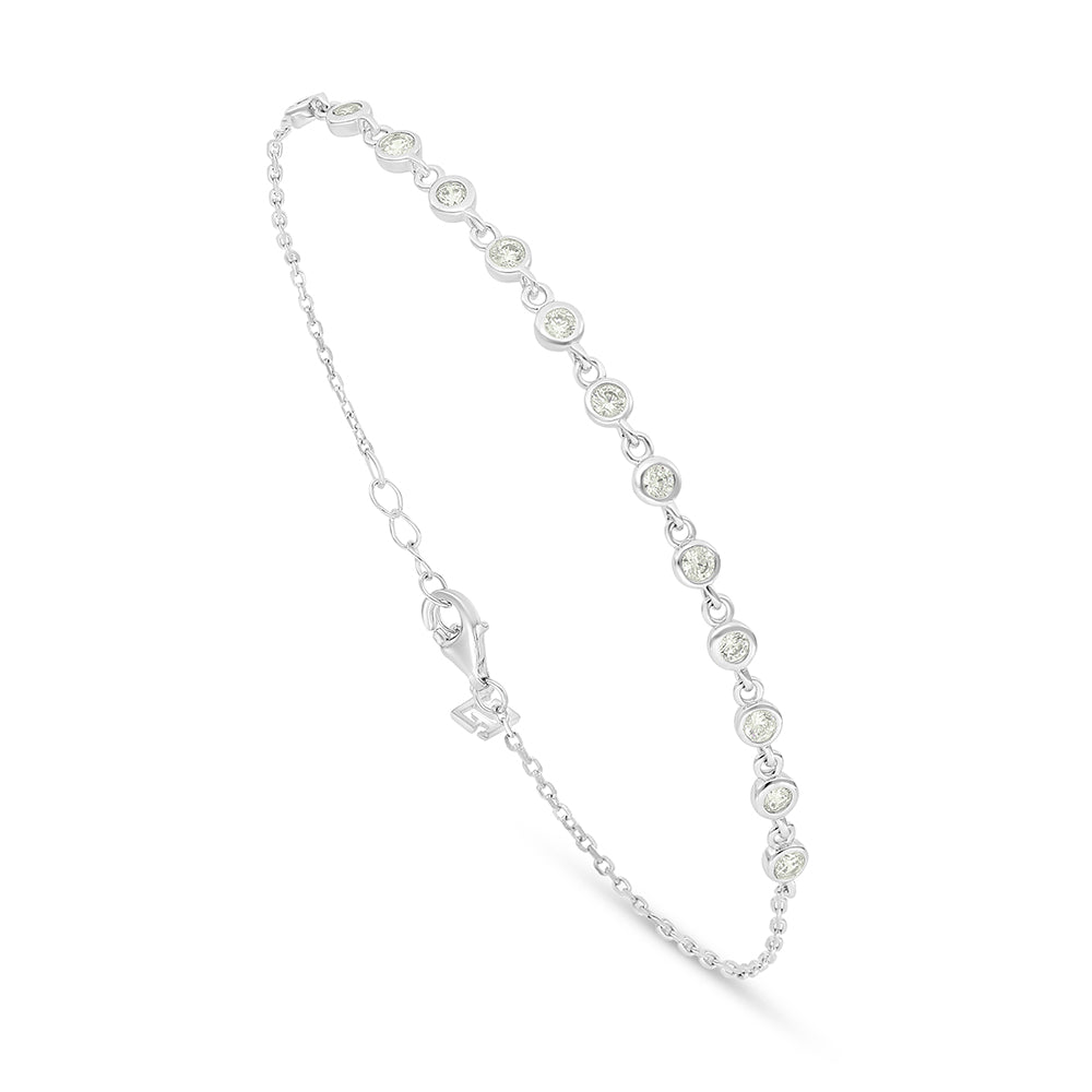 Sterling Silver 925 Bracelet Rhodium Plated Embedded With Diamond Zircon And White Zircon
