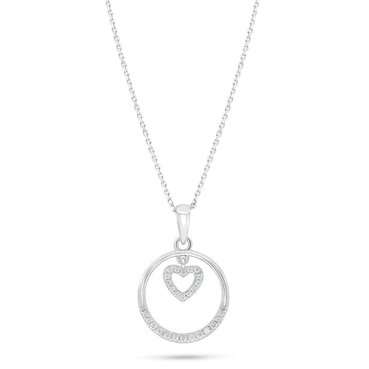 Sterling Silver 925 Necklace Rhodium Plated Embedded With White Zircon
