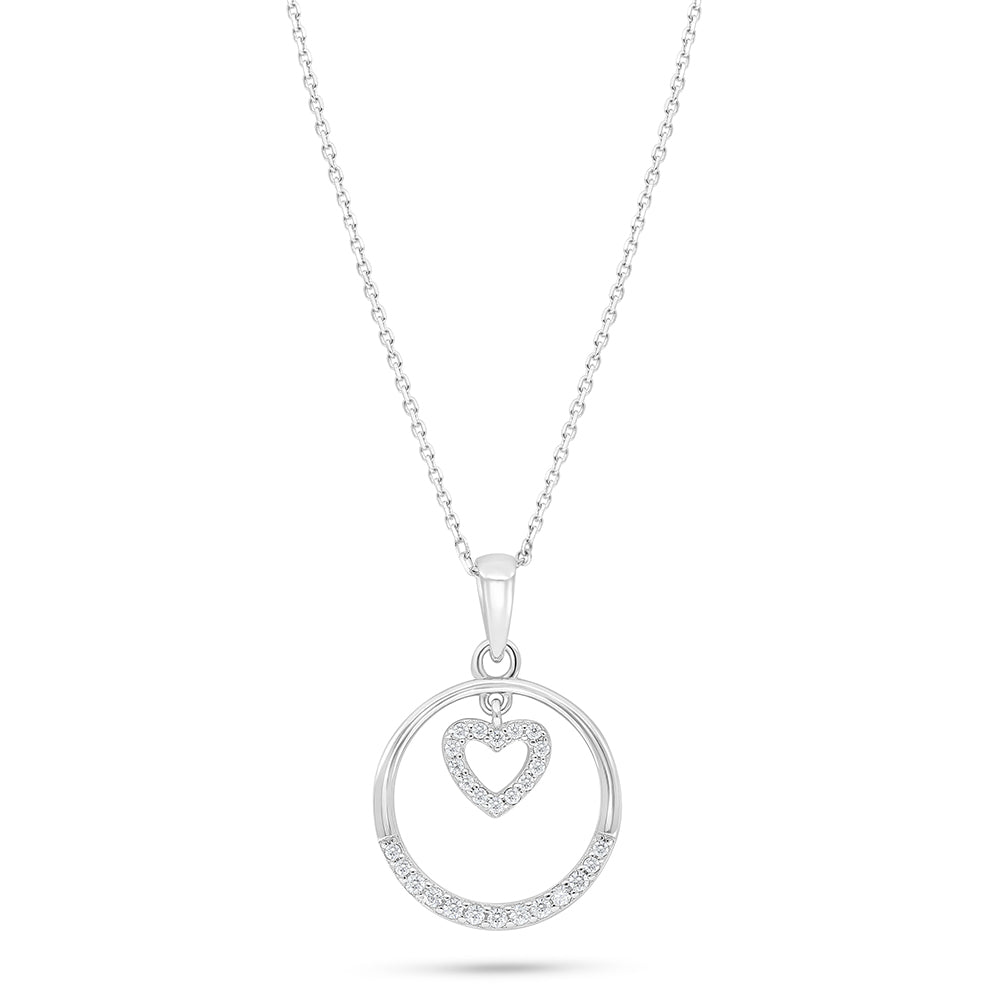 Sterling Silver 925 Necklace Rhodium Plated Embedded With White Zircon