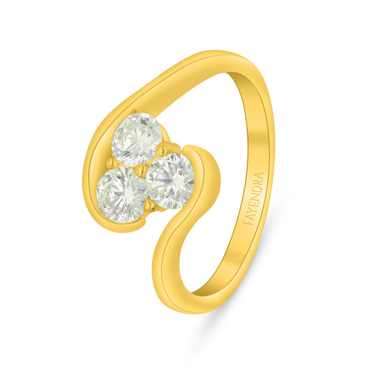 خاتم من الفضة الخالصة عيار 925 مطلي ذهبي مرصع فص ابيض