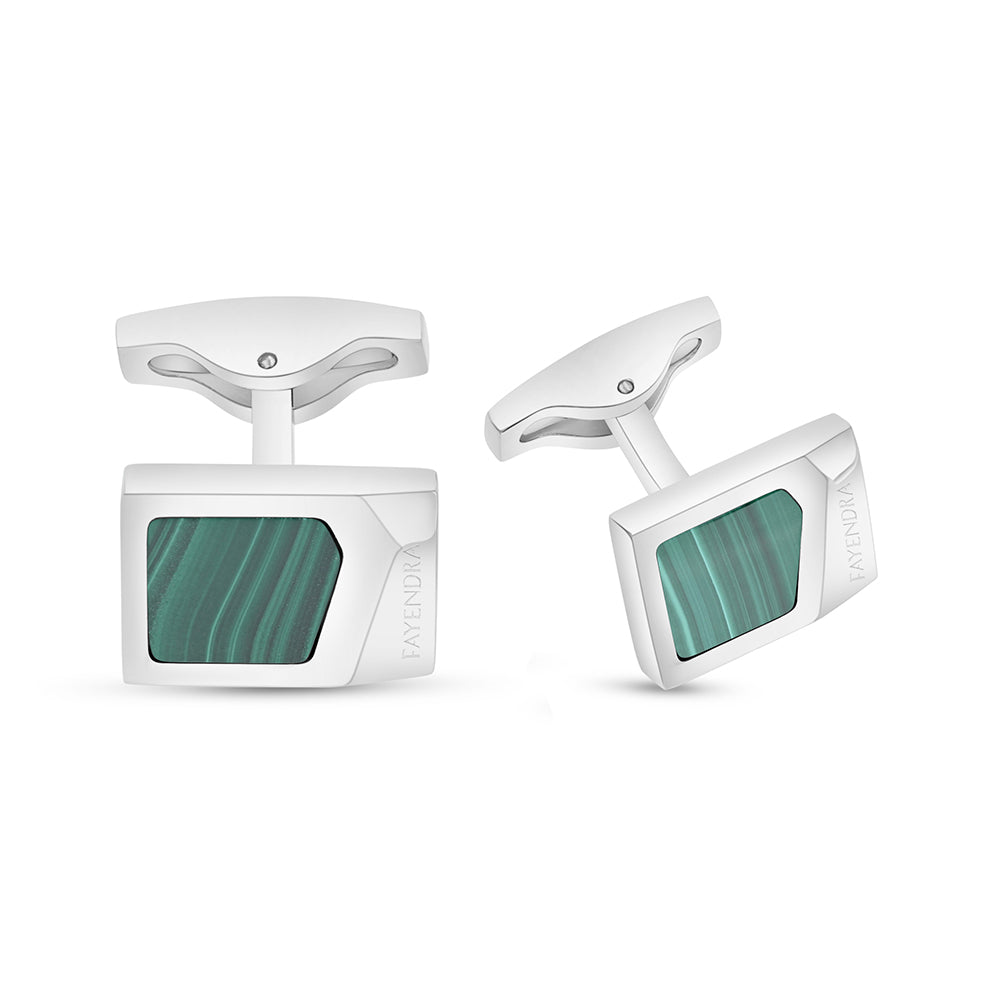 كبك ستانلس ستيل لون فضي عيار L316 مرصع احجار ملاكايت Shiny Steel