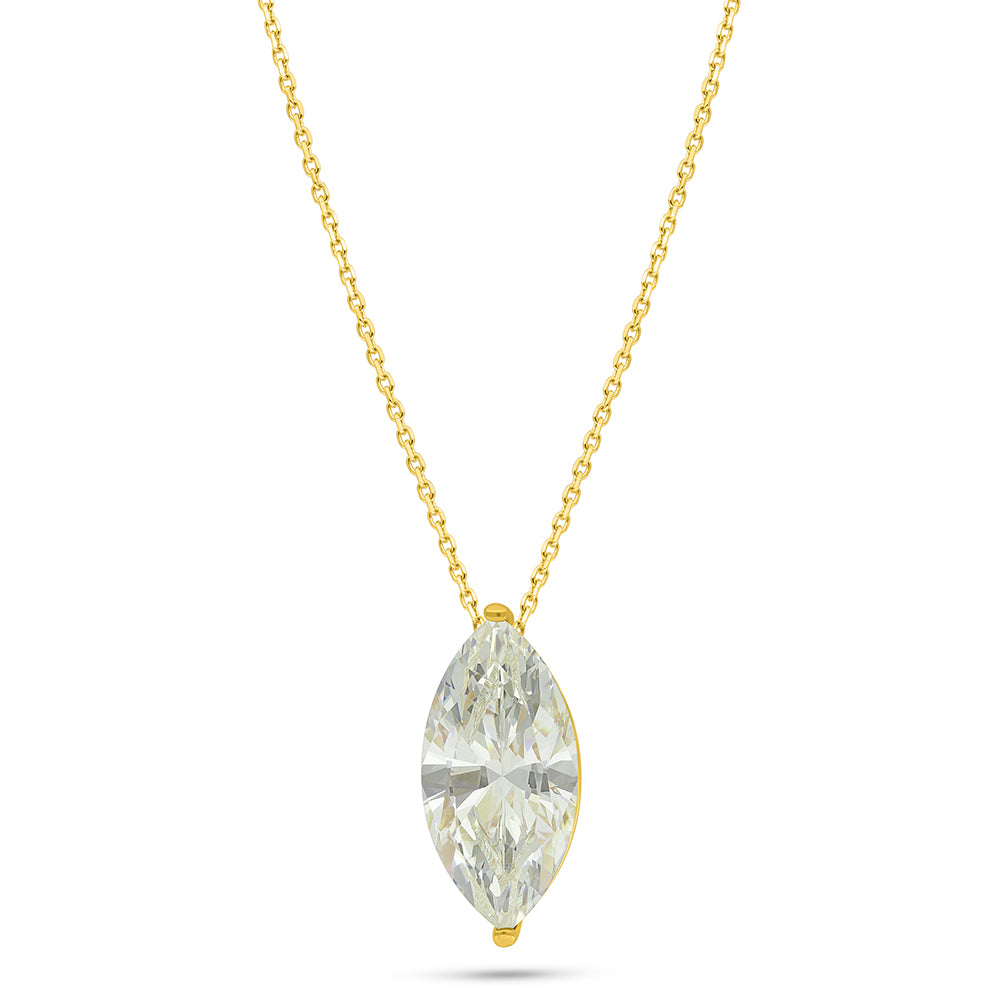 Sterling Silver 925 Necklace Golden Plated Embedded With Diamond Zircon
