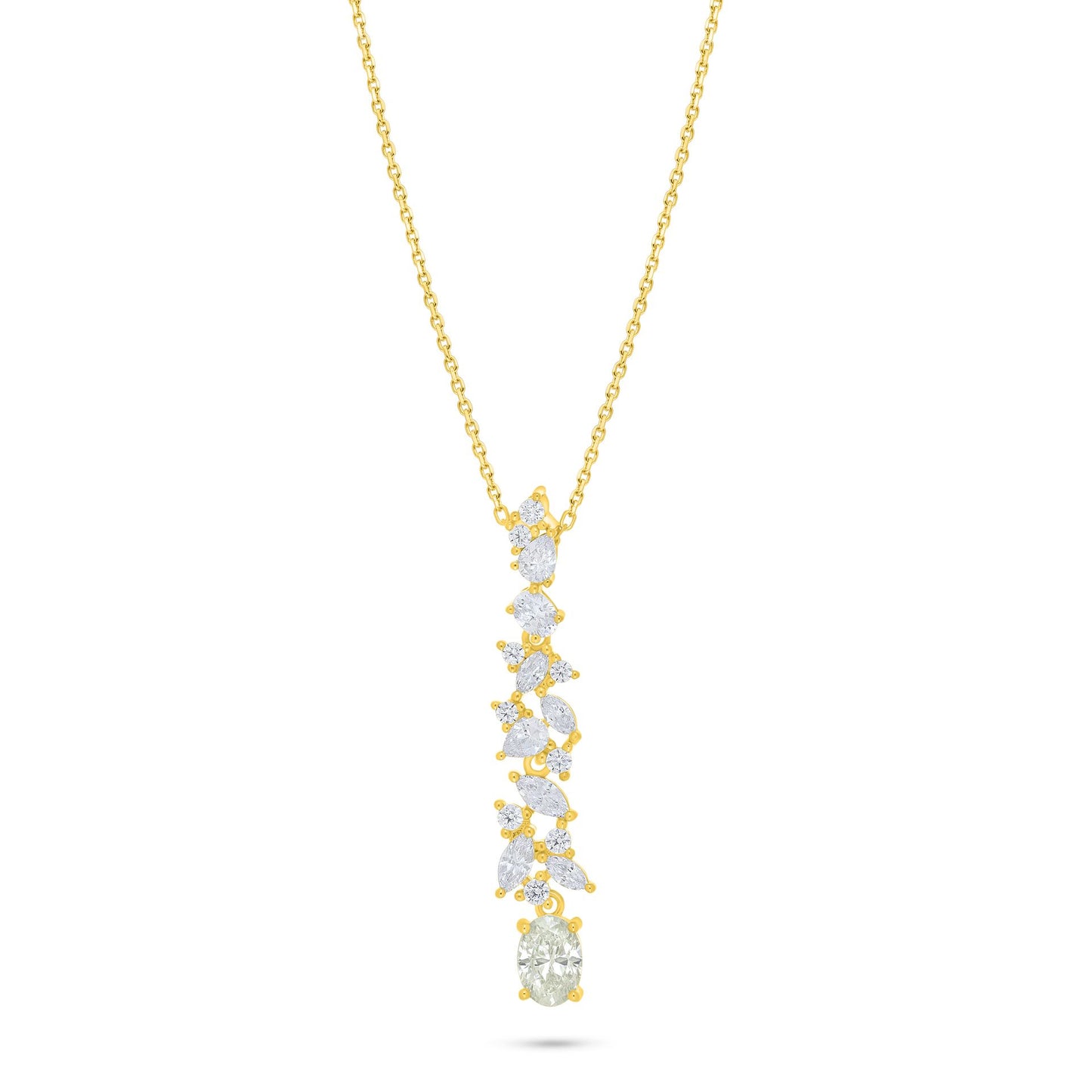 Sterling Silver 925 Necklace Golden Plated Embedded With Diamond Zircon And White Zircon