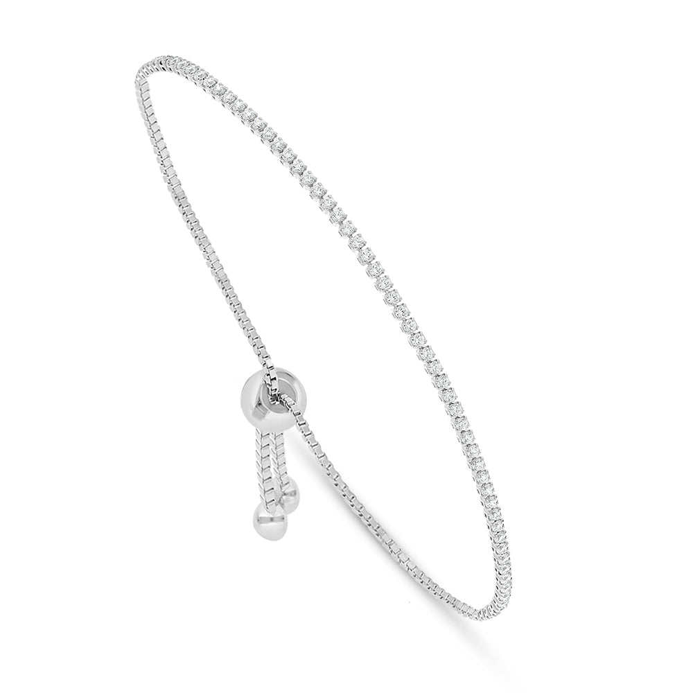 Sterling Silver 925 Bracelet Rhodium Plated Embedded With White Zircon