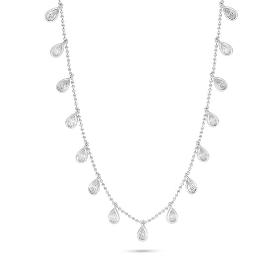 Sterling Silver 925 Necklace Rhodium Plated Embedded With White Zircon