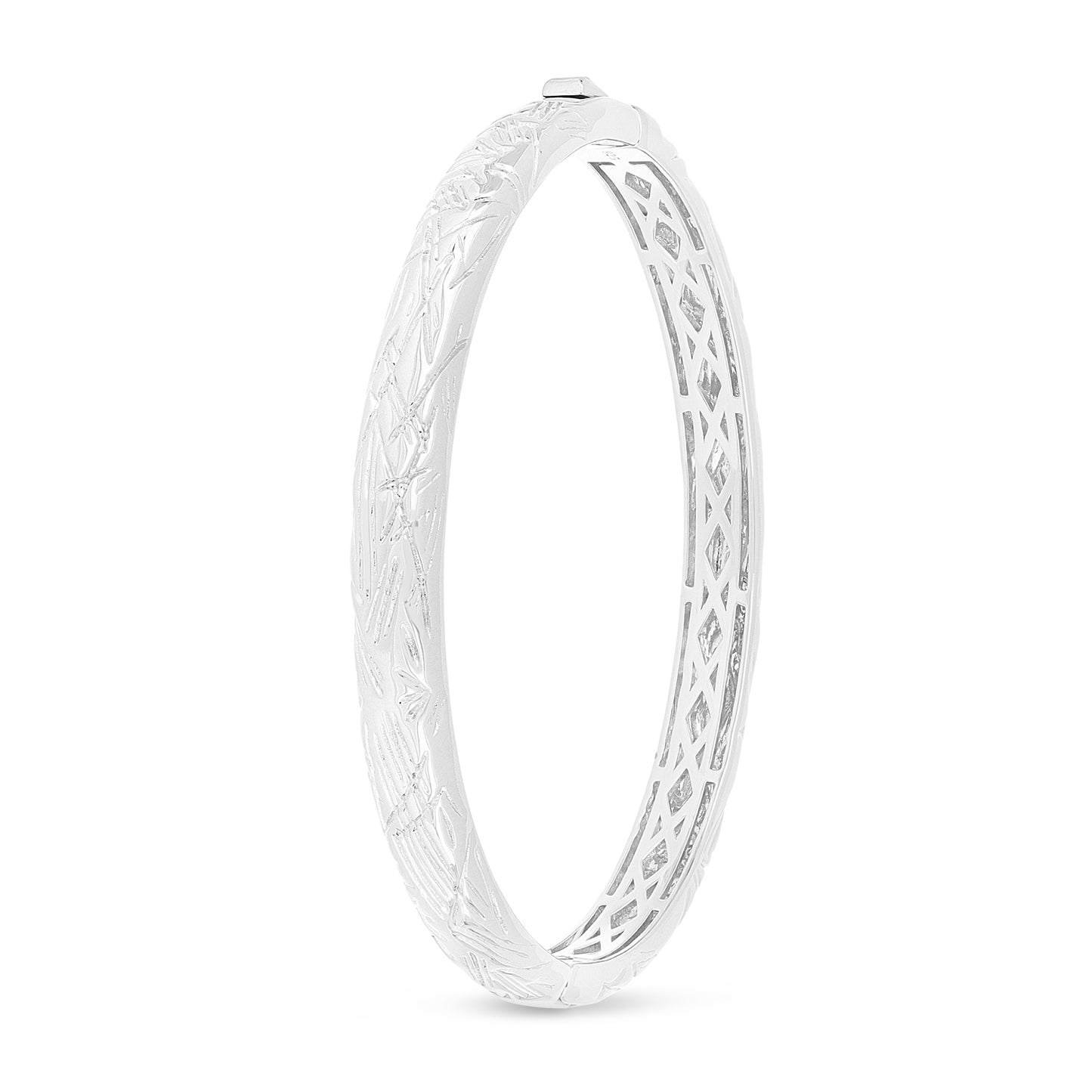 Sterling Silver 925 Bangle Rhodium Plated ( 52*58 )
