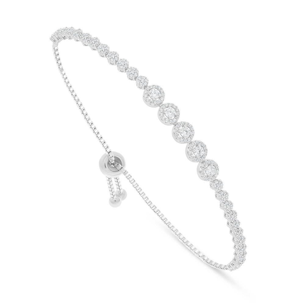 Sterling Silver 925 Bracelet Rhodium Plated Embedded With White Zircon
