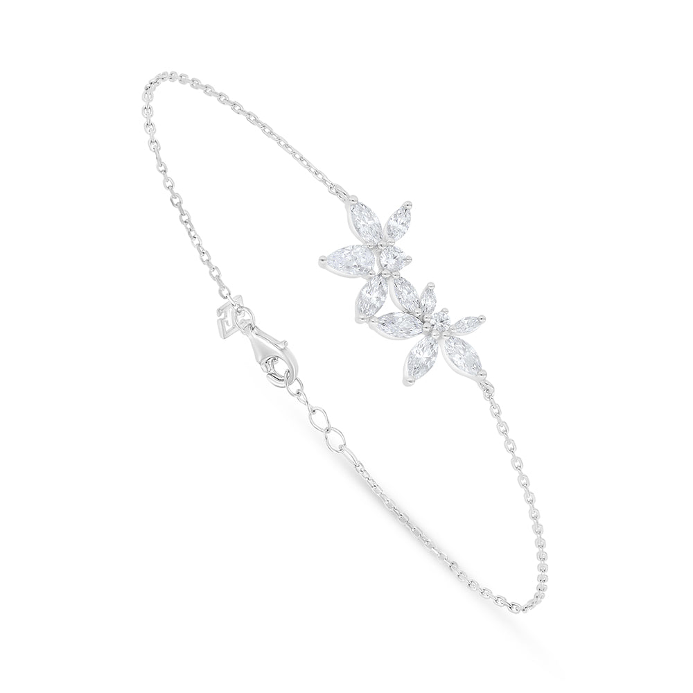 Sterling Silver 925 Bracelet Rhodium Plated Embedded With White Zircon