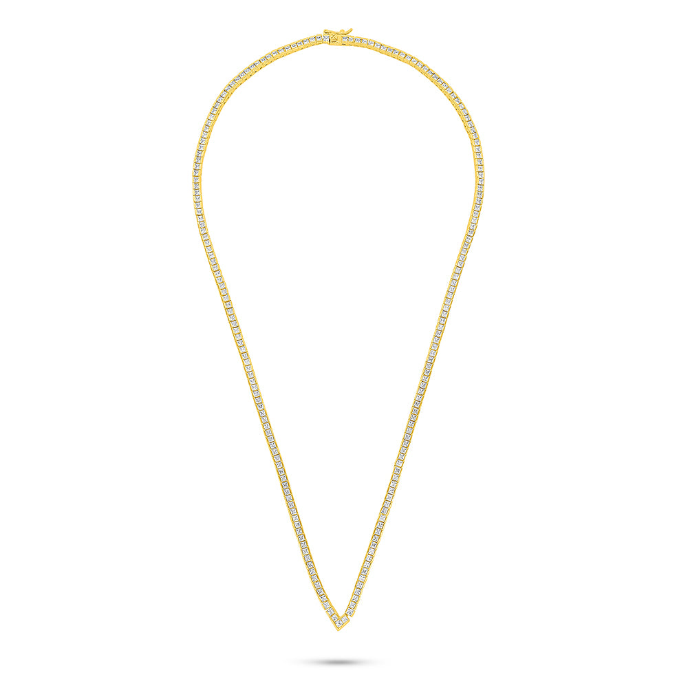 عقد من الفضة الخالصة عيار 925 مطلي ذهبي مرصع فص ابيض