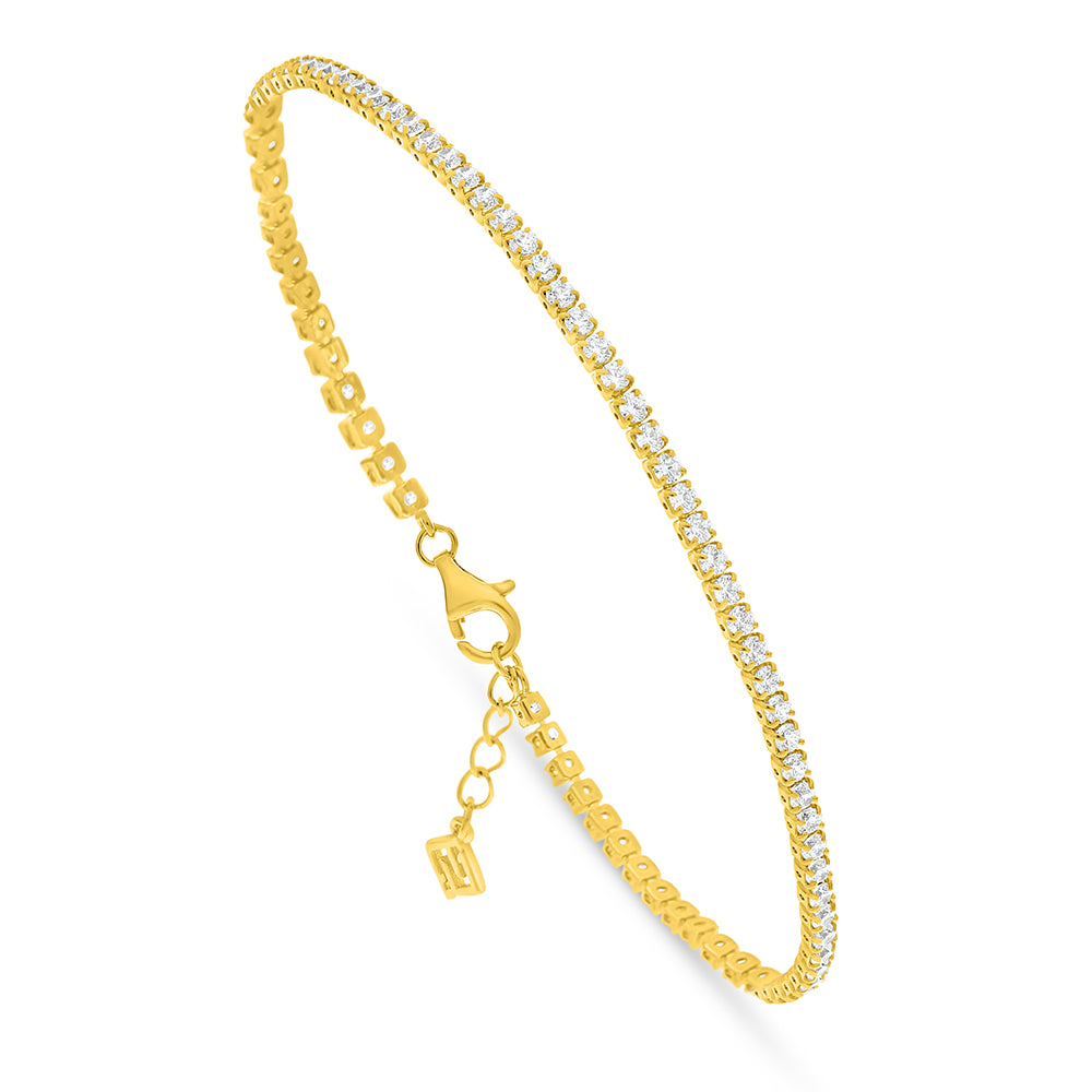 Sterling Silver 925 Bracelet Golden Plated Embedded With White Zircon