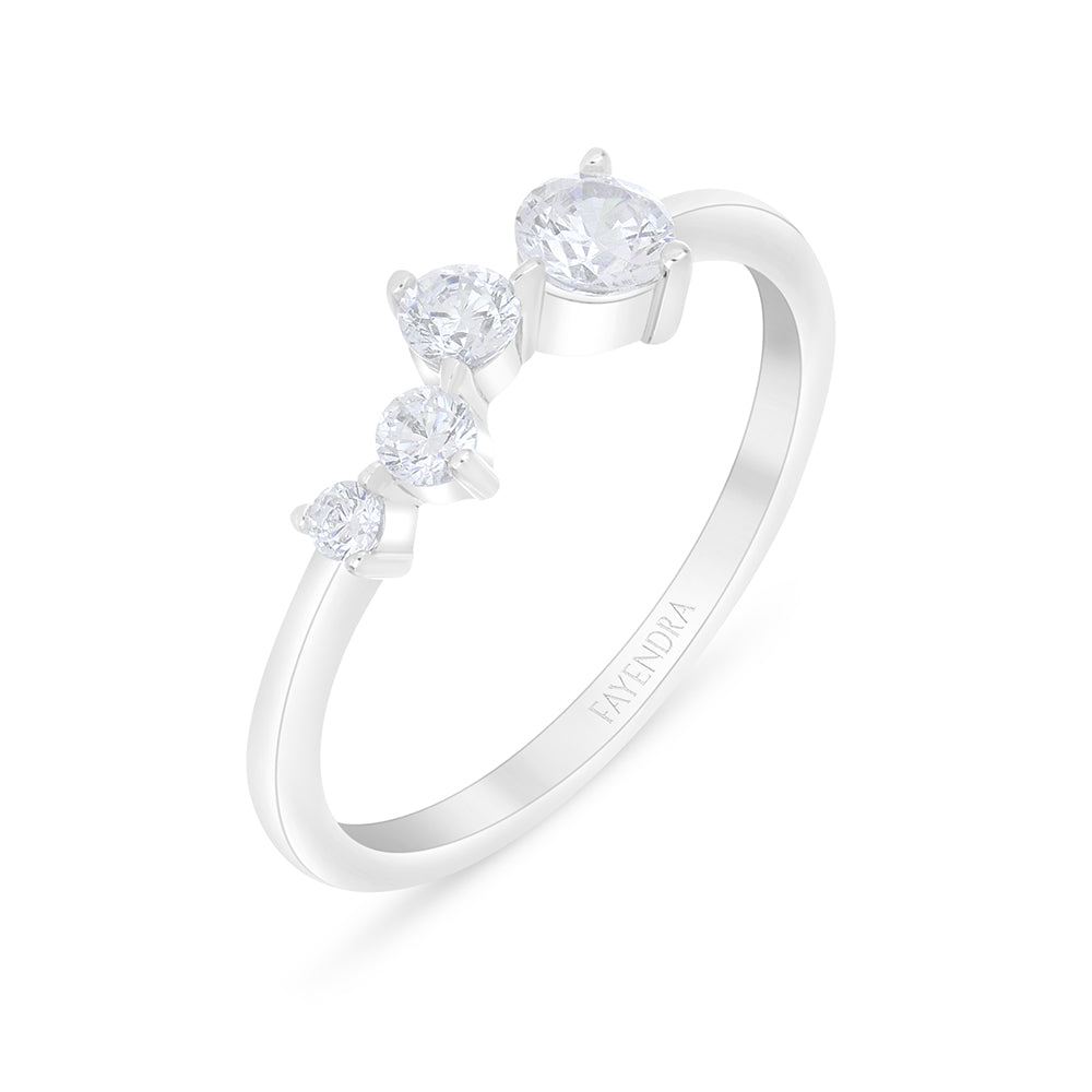 خاتم من الفضة الخالصة عيار 925 مطلي روديوم مرصع فص ابيض