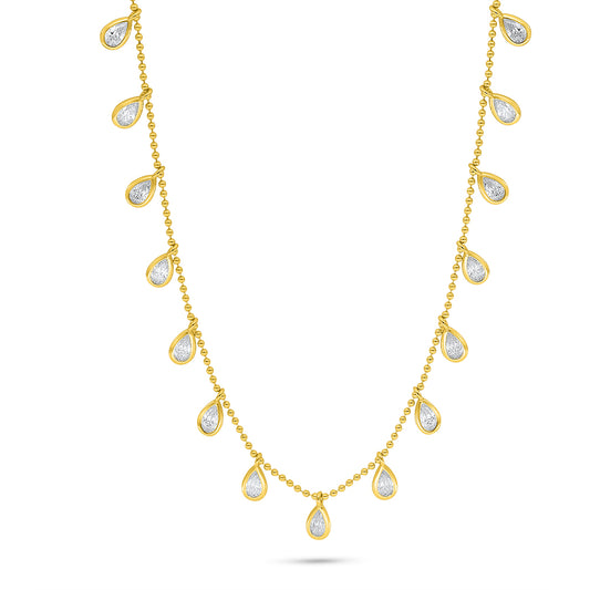 Sterling Silver 925 Necklace Golden Plated Embedded With White Zircon
