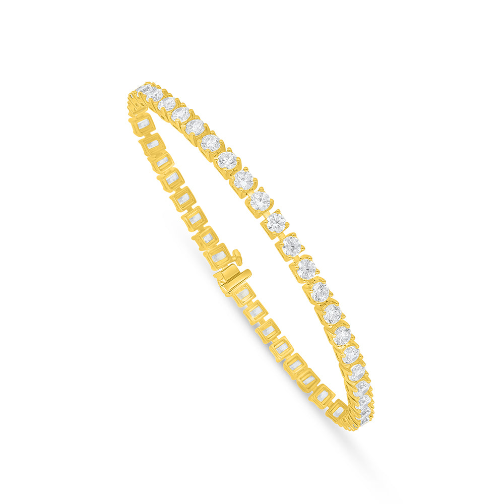 Sterling Silver 925 Bracelet Golden Plated Embedded With White Zircon