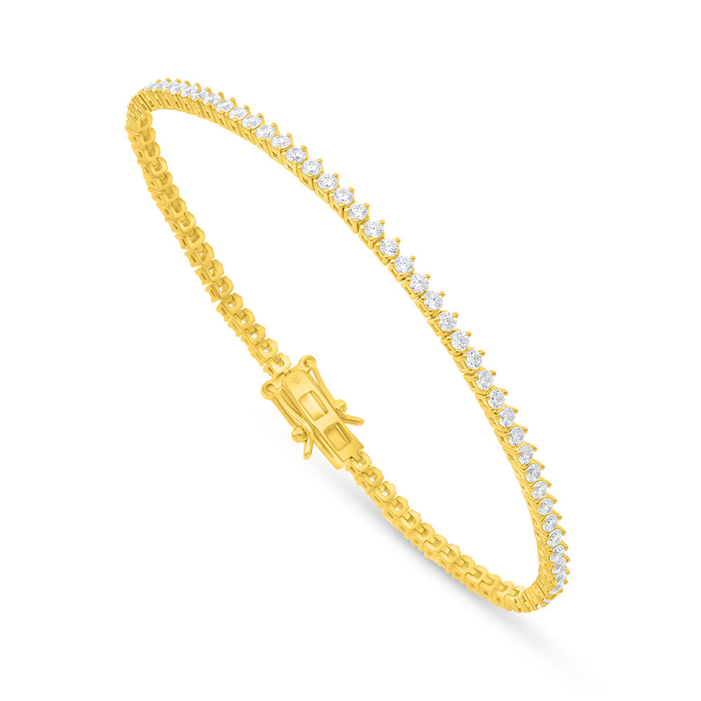 Sterling Silver 925 Bracelet Golden Plated Embedded With White Zircon