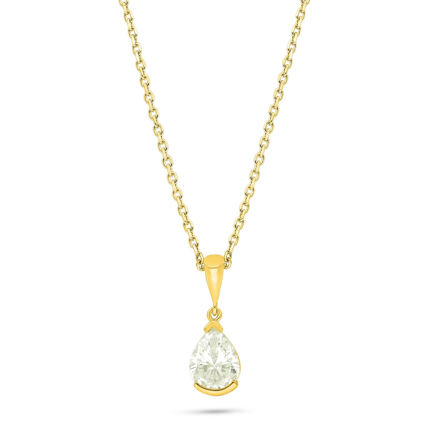 Sterling Silver 925 Necklace Golden Plated Embedded With Diamond Zircon