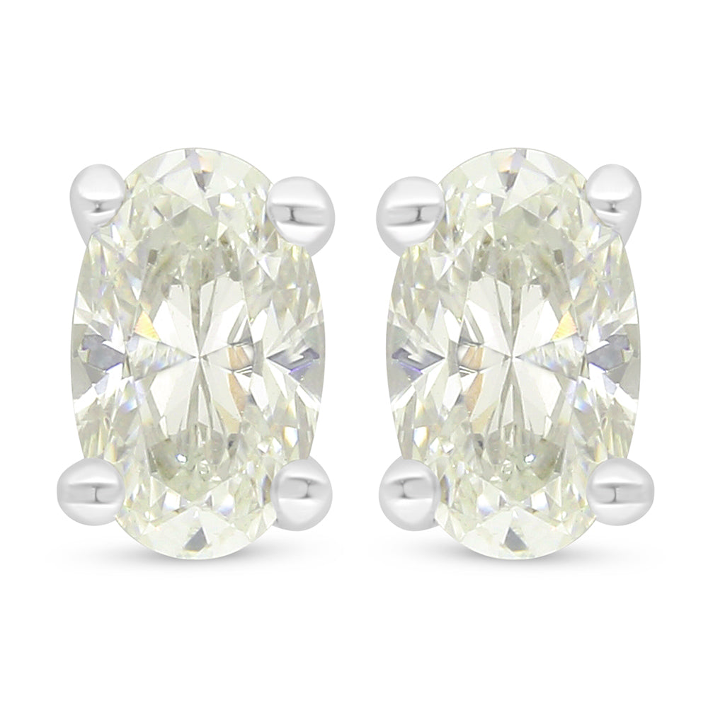 Sterling Silver 925 Earring Rhodium Plated Embedded With Diamond Zircon