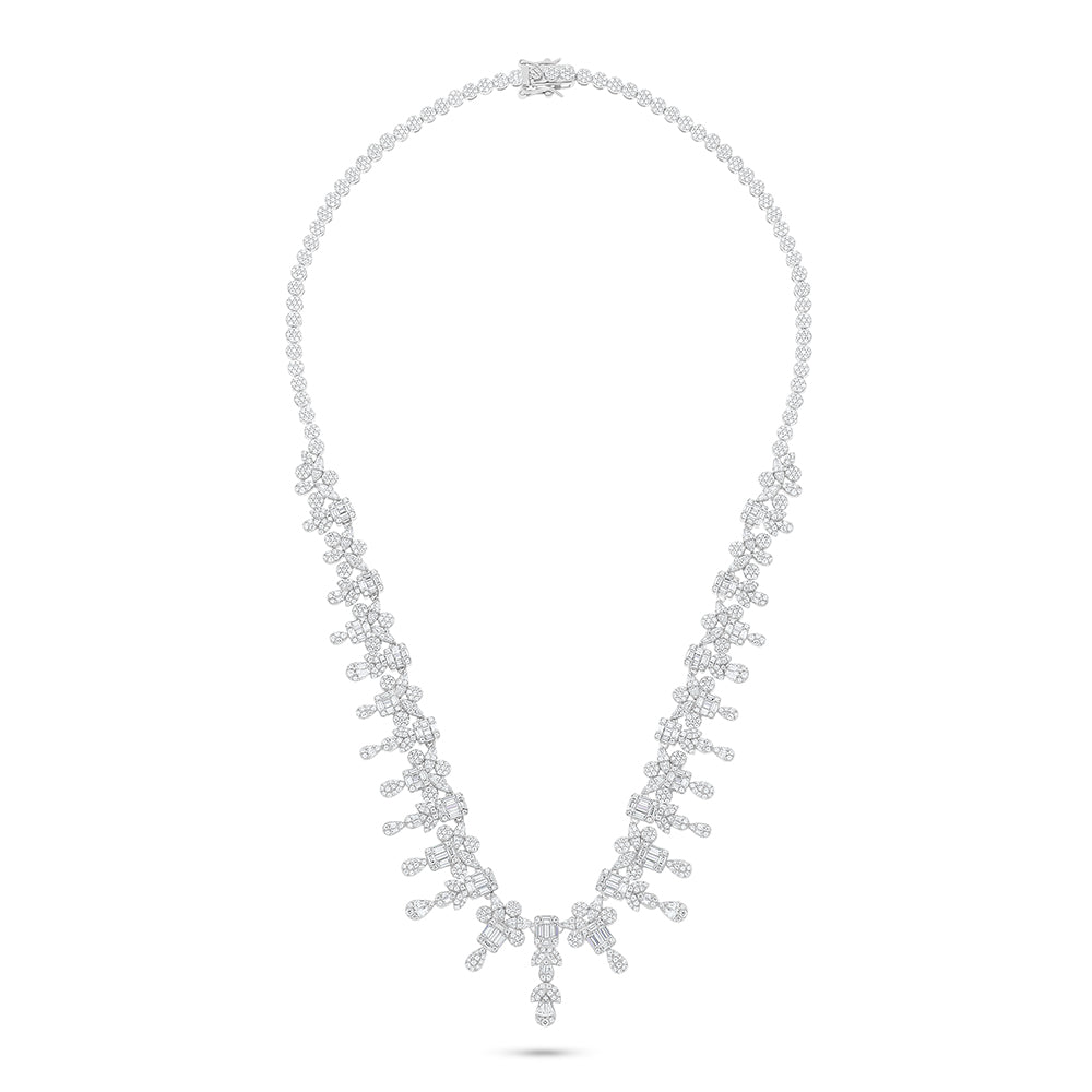 Sterling Silver 925 SET Rhodium Plated Embedded With White Zircon