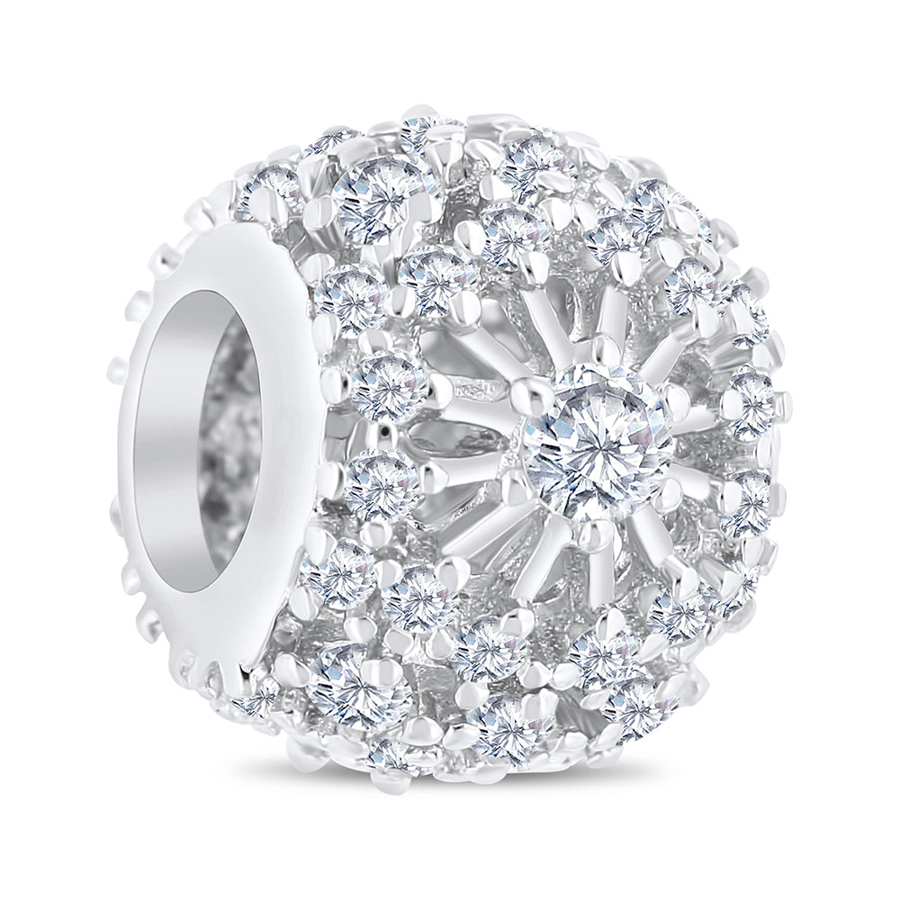 قلاده شارم فضة عيار 925 مطلي روديوم مرصعة فص ابيض