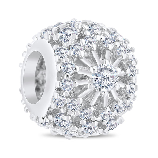 Sterling Silver 925 CHARM Rhodium Plated Embedded With White CZ