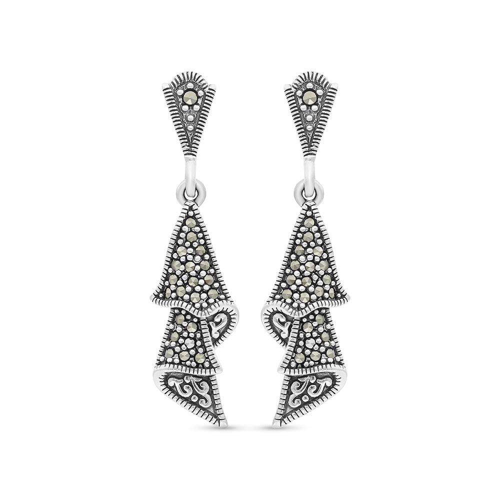 اقراط من الفضة الخالصة عيار 925 مرصعه احجار ماركسايت سادة