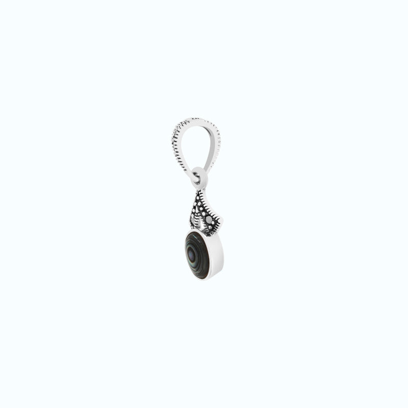 Sterling Silver 925 Pendant Embedded With Natural Blue Shell And Marcasite Stones