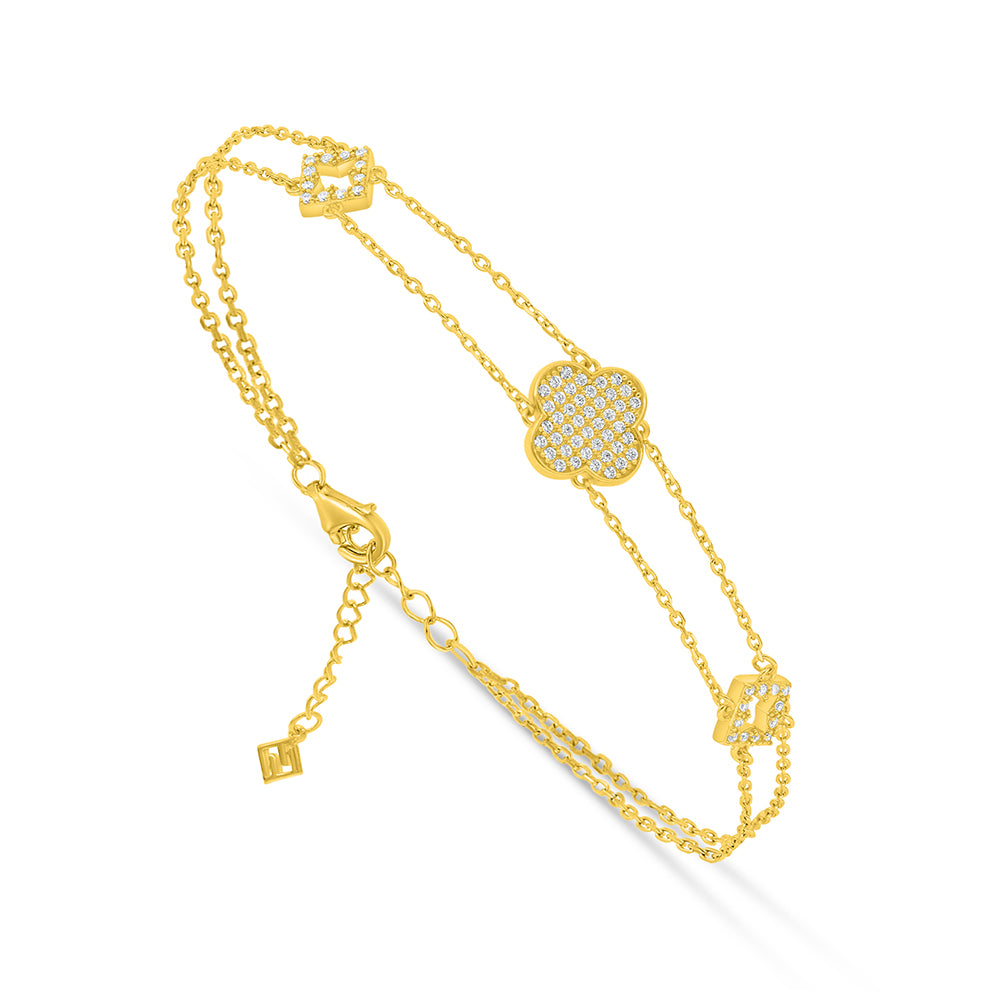 Sterling Silver 925 Bracelet Rhodium Plated Embedded With White Zircon