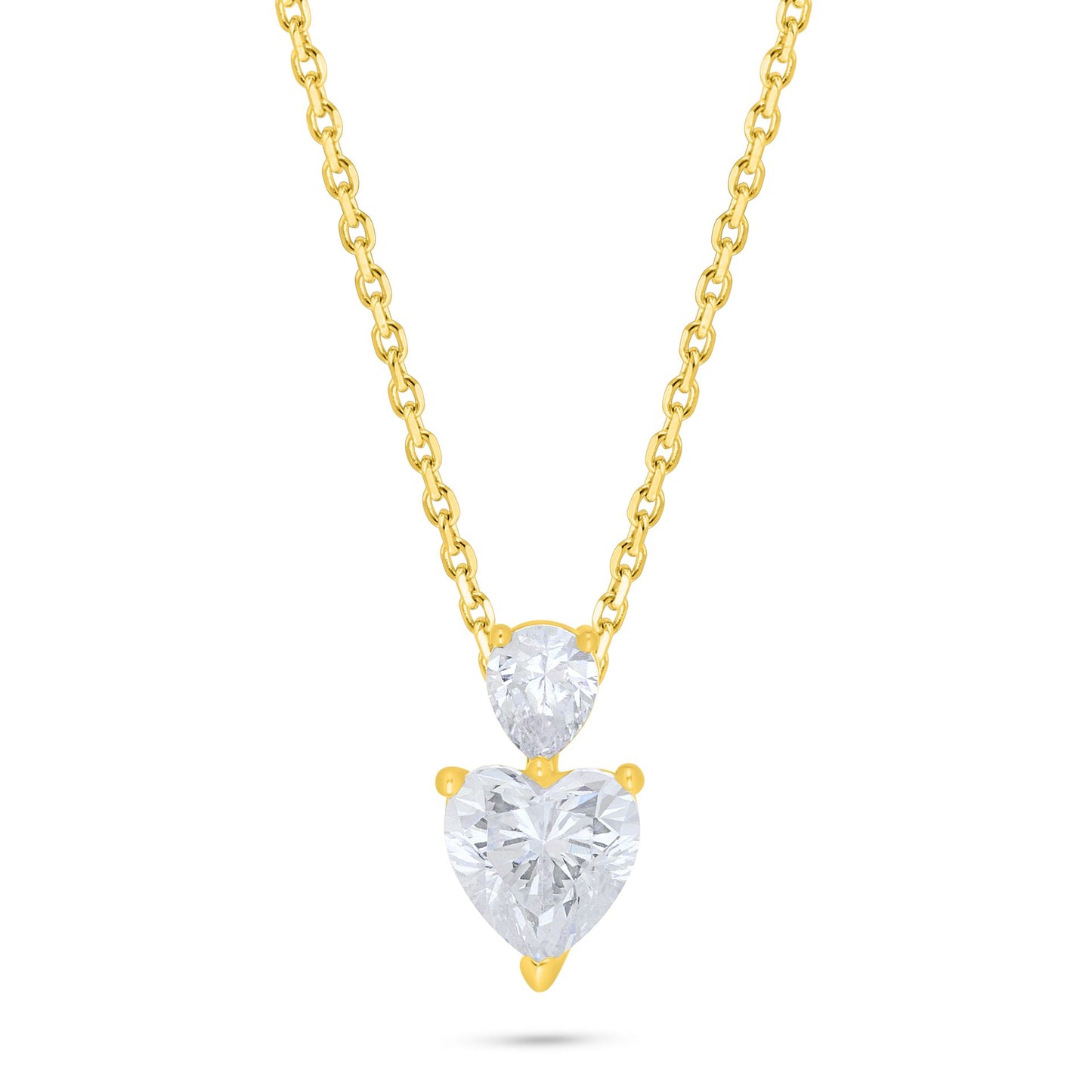 Sterling Silver 925 Necklace Golden Plated Embedded With White Zircon