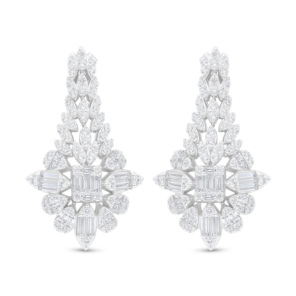 اقراط من الفضة الخالصة عيار 925 مطلي روديوم مرصع فص ابيض