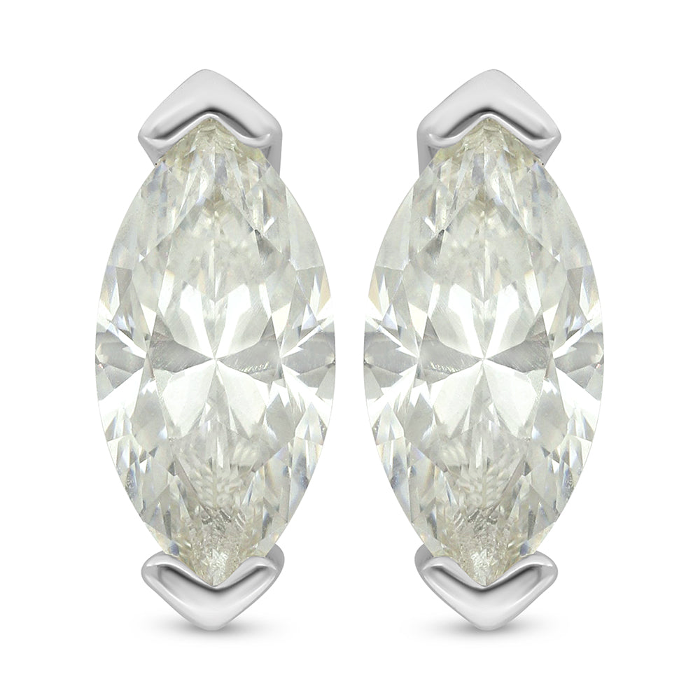 Sterling Silver 925 Earring Rhodium Plated Embedded With Diamond Zircon