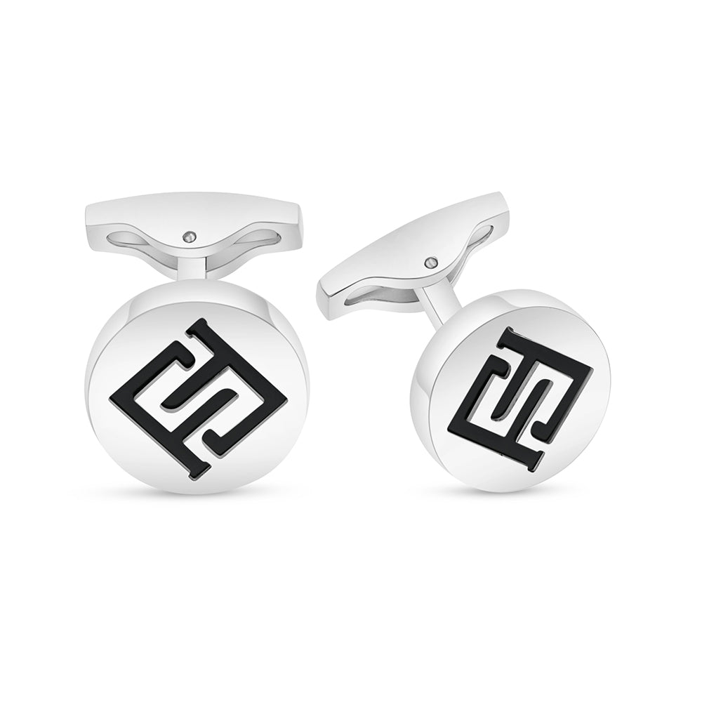 كبك ستانلس ستيل لون فضي عيار L316 مرصع احجار عقيق اسود طبيعي Shiny Steel