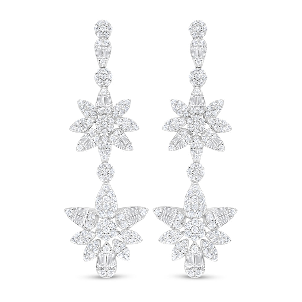 Sterling Silver 925 SET Rhodium Plated Embedded With White Zircon
