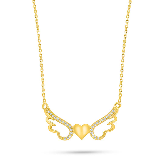 Sterling Silver 925 Necklace Golden Plated Embedded With White Zircon