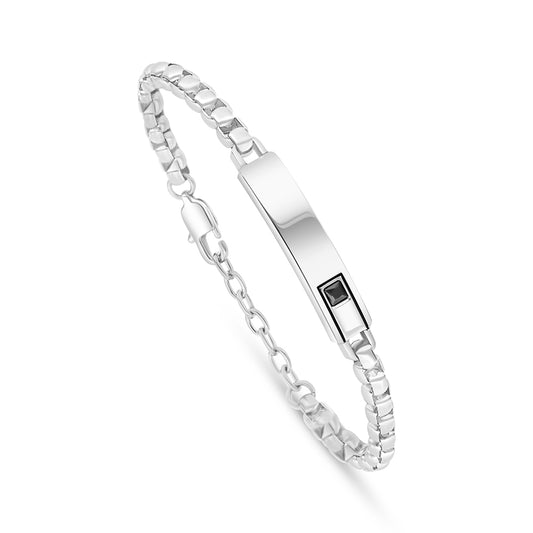 اسورة رجالي ستانلس ستيل لون فضي و اونكس سبينل عيار 316L