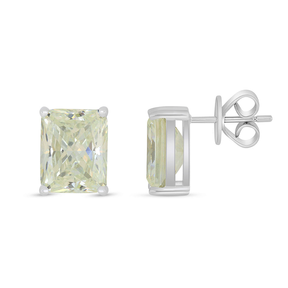 Sterling Silver 925 Earring Rhodium Plated Embedded With Diamond Zircon