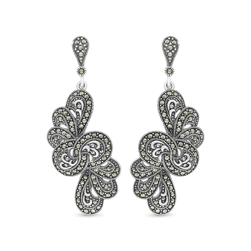 اقراط من الفضة الخالصة عيار 925 مرصعه احجار ماركسايت سادة