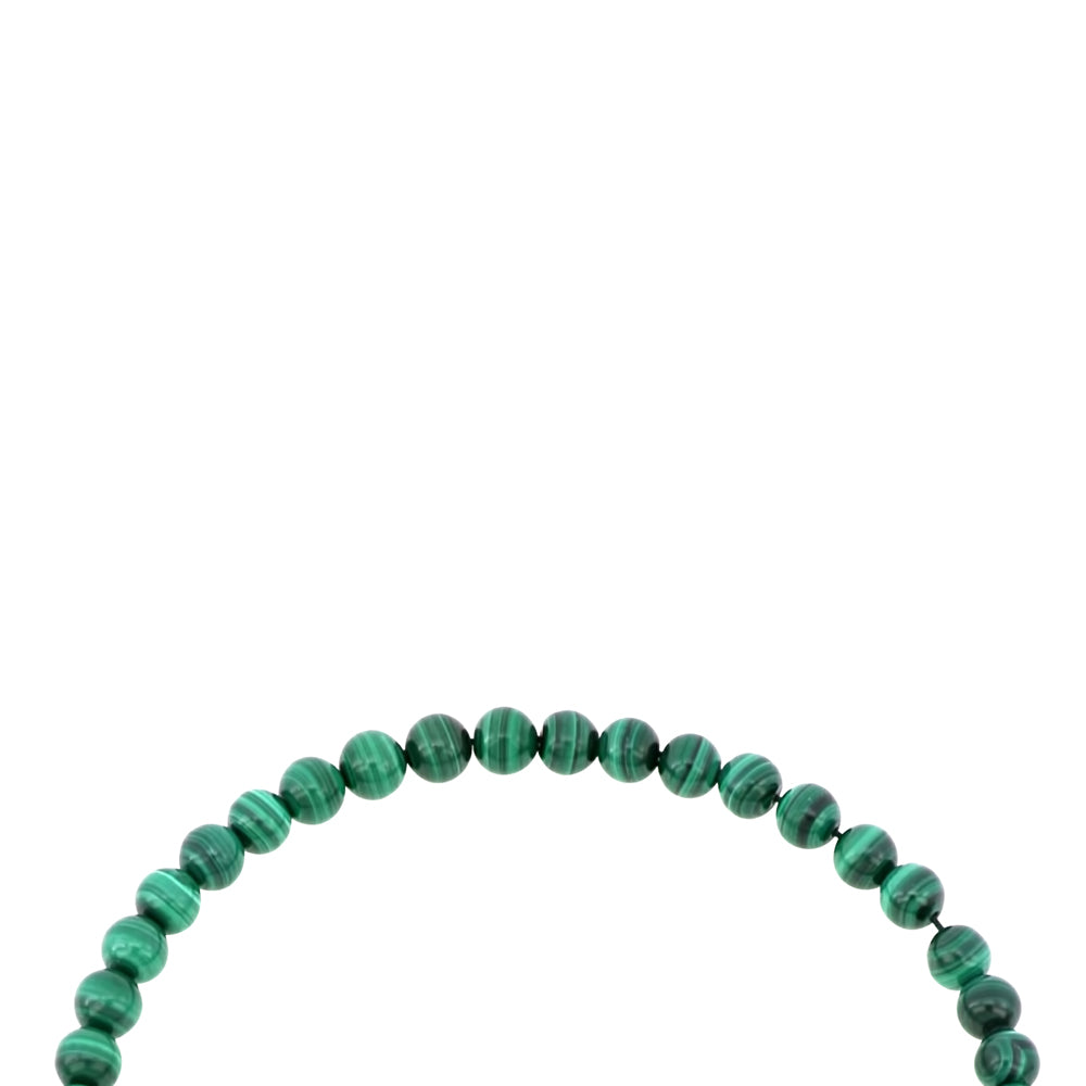 Rosary 66 Sterling Silver 925 Set Oxidized With Malachite Bead 08 ML LOGO