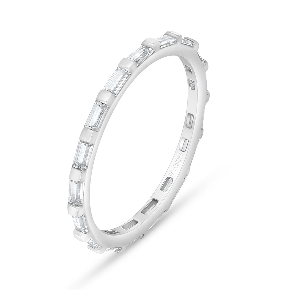 Sterling Silver 925 Ring (5pieces) Rhodium Plated Embedded With White Zircon