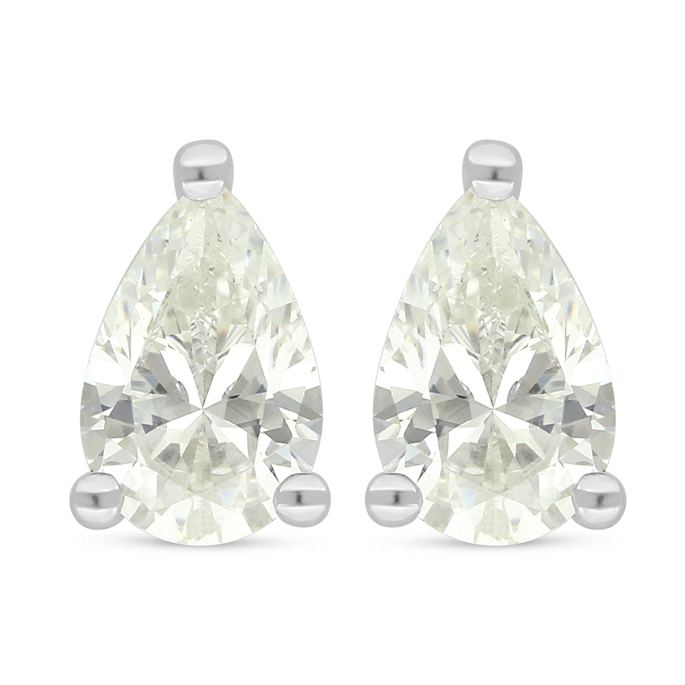 Sterling Silver 925 Earring Rhodium Plated Embedded With Diamond Zircon