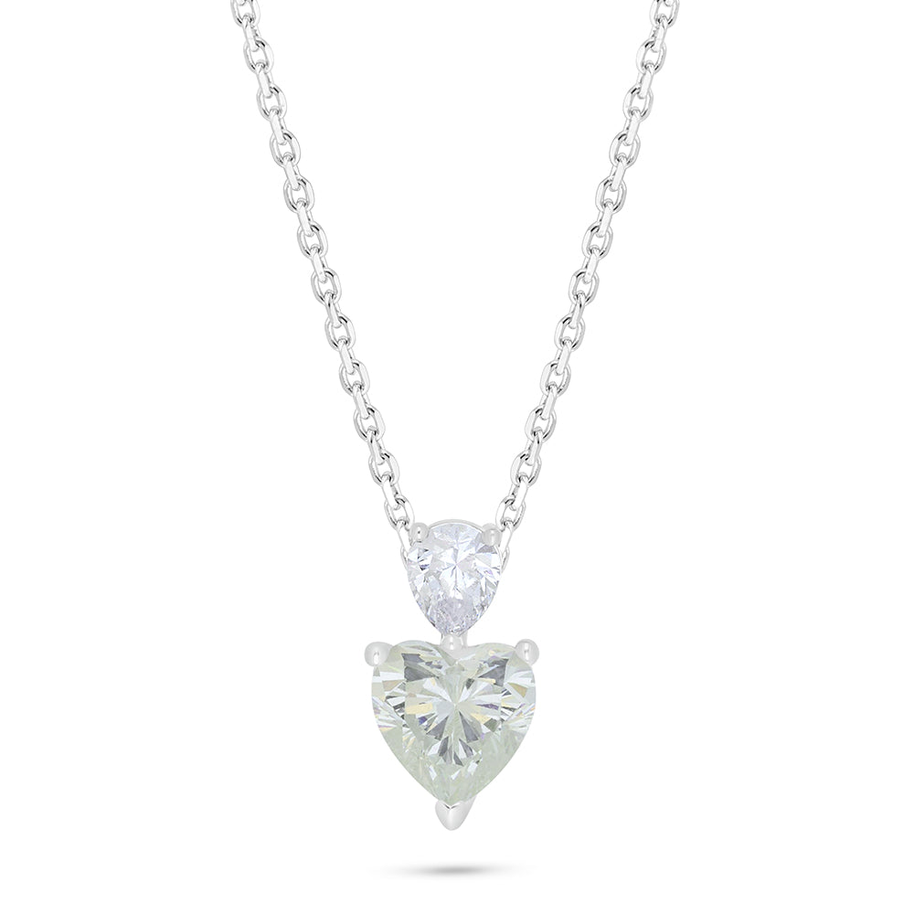 Sterling Silver 925 Necklace Rhodium Plated Embedded With Diamond Zircon And White Zircon