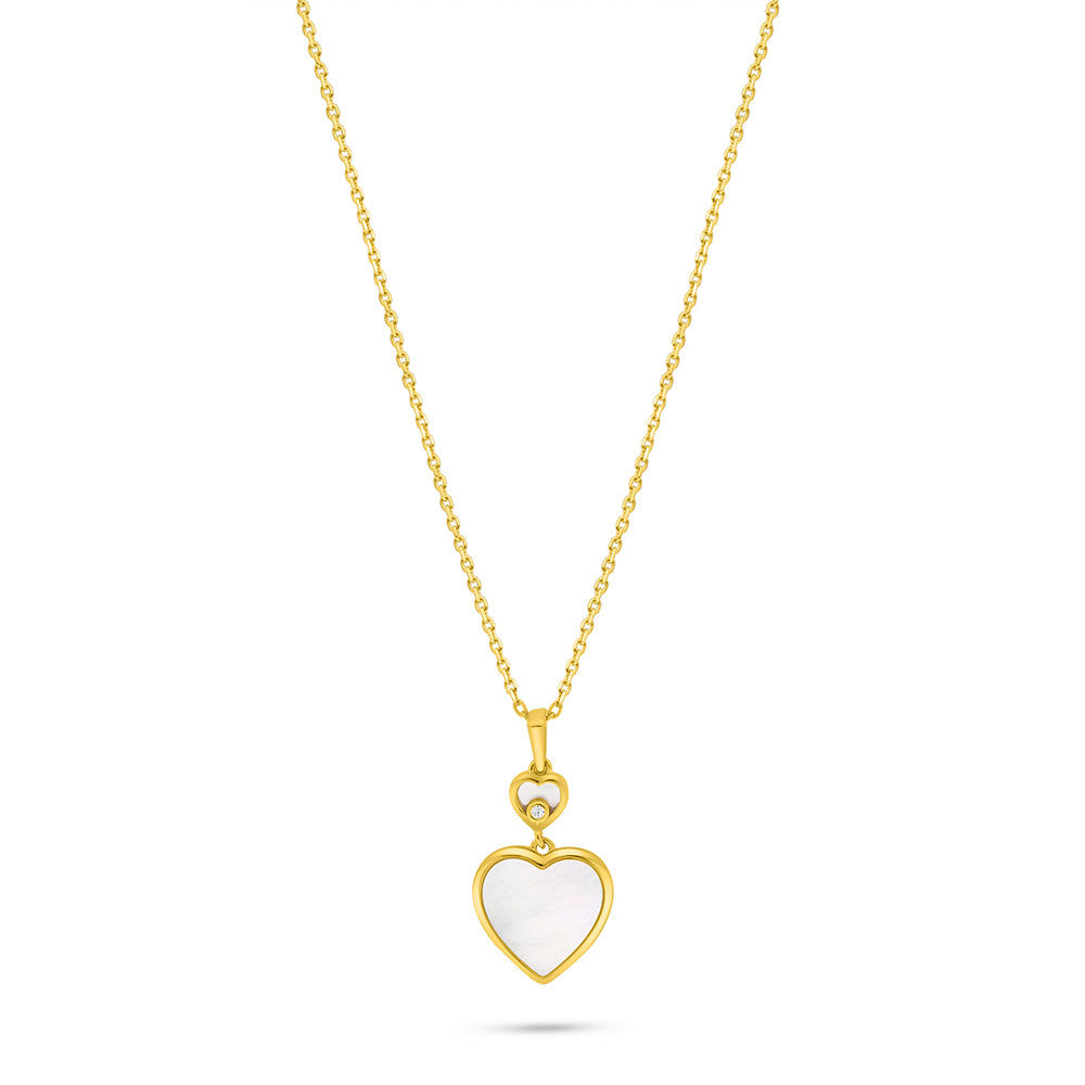 Sterling Silver 925 Necklace Golden Plated Embedded With white shell And White Zircon