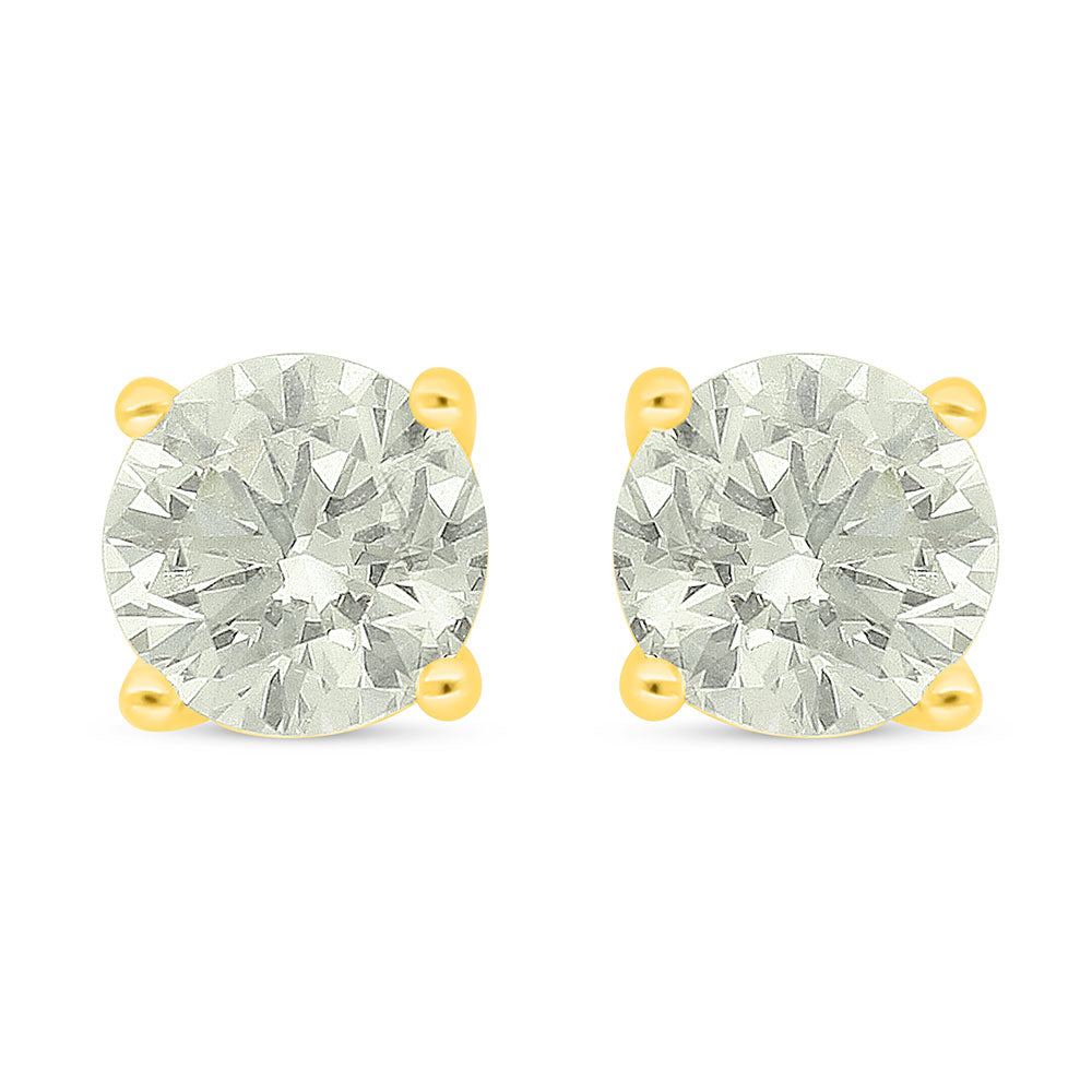 Sterling Silver 925 Earring Golden Plated Embedded With Diamond Color