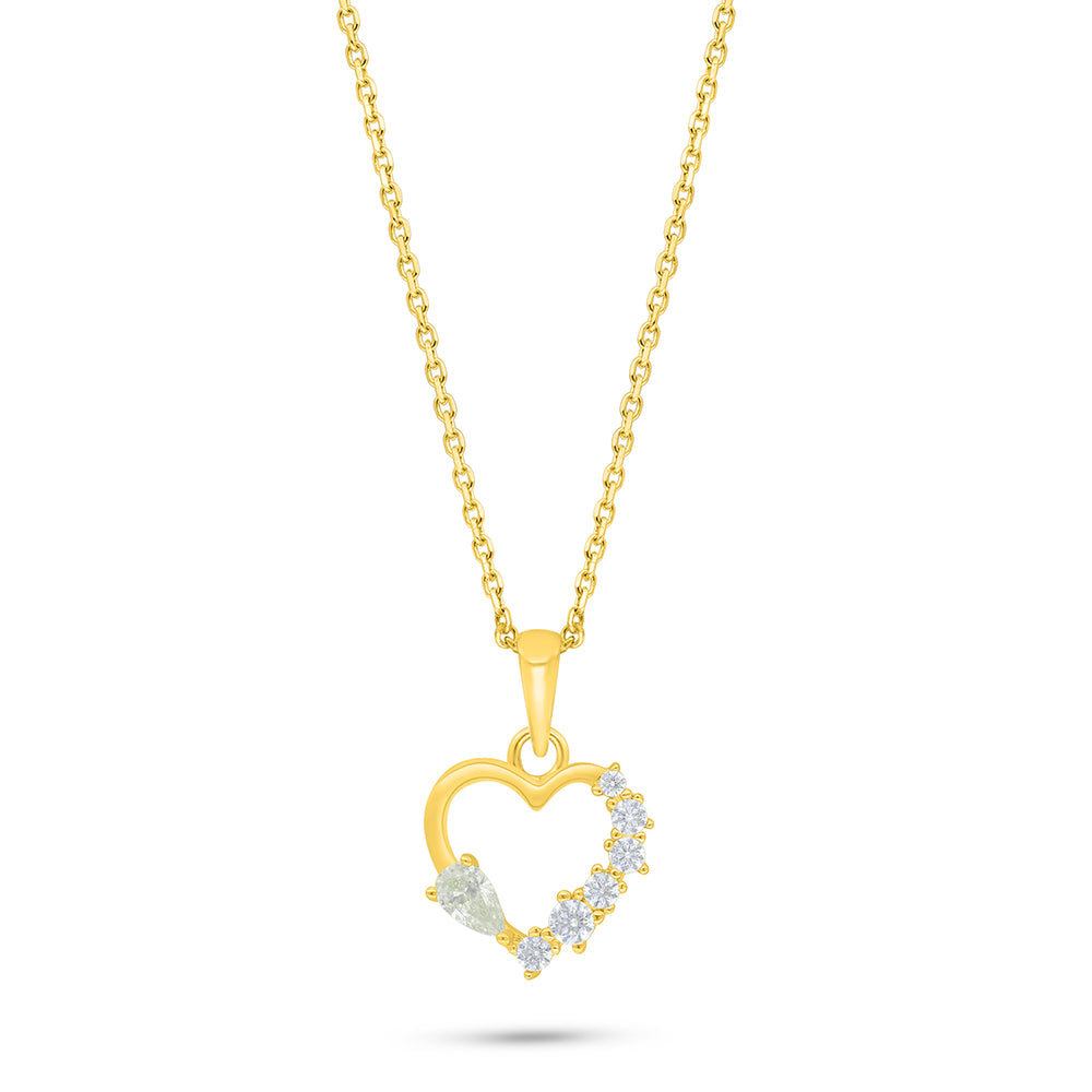 Sterling Silver 925 Necklace Golden Plated Embedded With Diamond Zircon And White Zircon