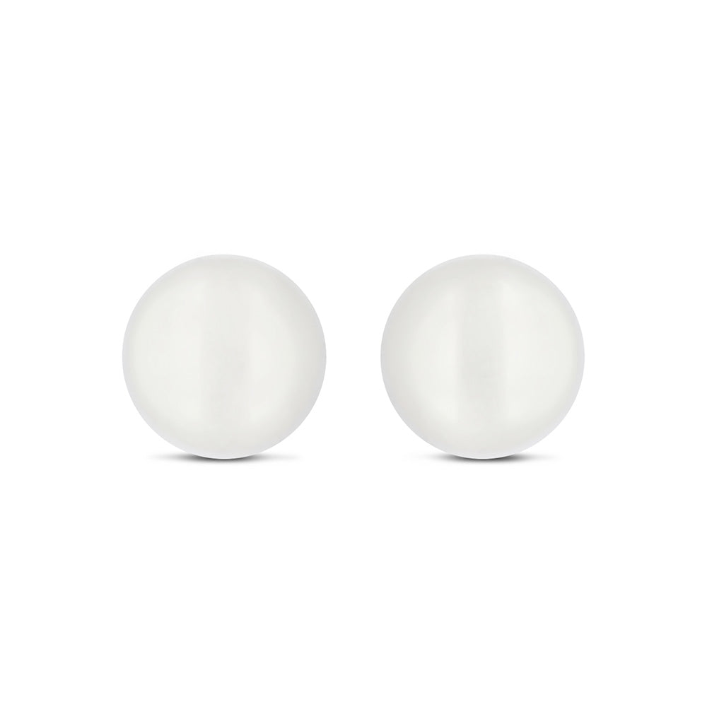 Sterling Silver 925 Earring Rhodium Plated Embedded With White Shell Pearl